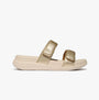 FitFlop F-MODE GO Womens Slides Platino side view showcasing the comfortable slip-on design with leather straps.
