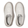 FitFlop F-MODE LEATHER Womens Trainers Urban White/Silver top view with lace-up closure and round toe design.