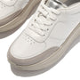 FitFlop F-MODE LEATHER Womens Trainers Urban White/Silver top view showcasing leather upper and lace-up detail.