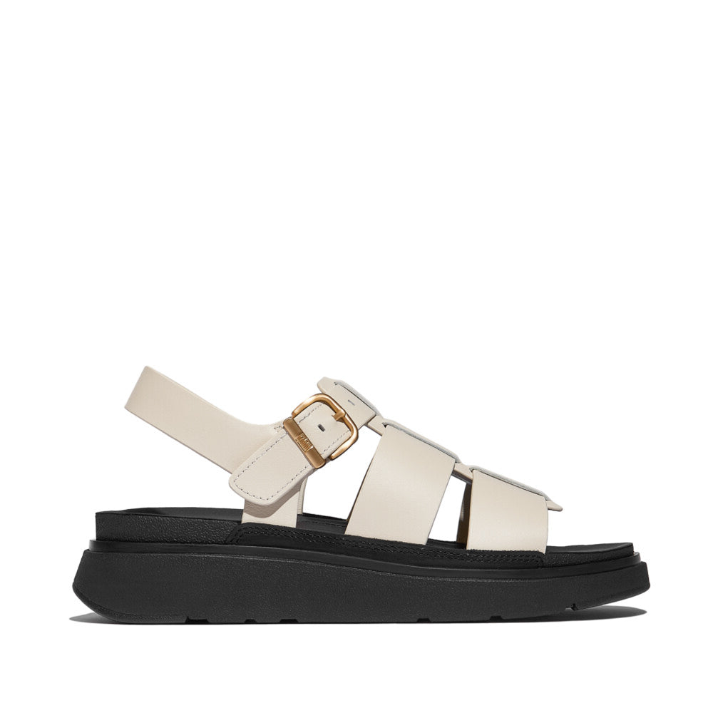 FitFlop GEN-FF LEATHER Womens Fisherman Sandals Paris Beige side view showing leather upper and platform sole.