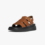 FitFlop GEN-FF LEATHER Womens Fisherman Sandals Deep Tan side view showcasing leather upper and platform sole.