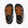 FitFlop GEN-FF LEATHER Womens Fisherman Sandals Deep Tan top view showcasing the sandal's leather straps and buckle.