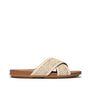 FitFlop GRACIE WOVEN Womens Slides Deep Tan/Ivory side view showing woven upper and slip-on design.