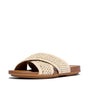 FitFlop GRACIE WOVEN Womens Slides Deep Tan/Ivory side view showing the woven design and comfortable slip-on style.