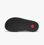 FitFlop iQUSHION D-LUXE Womens Slides All Black bottom view showing rubber sole with brand logo.