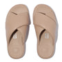 FitFlop iQUSHION D-LUXE Womens Slides Classic Beige top view showing the stylish design and comfortable fit.