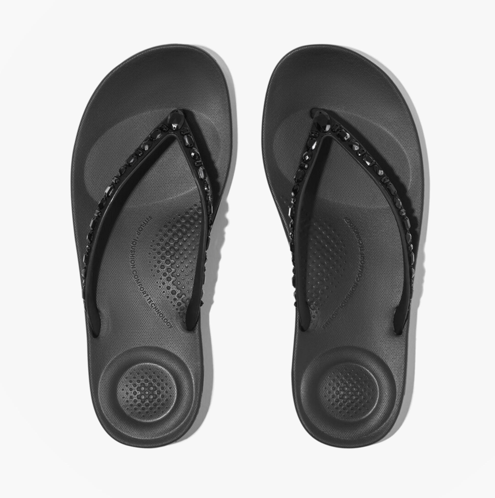 FitFlop IQUSHION MULTI Womens Toe-Post Sandals All Black