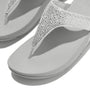 FitFlop LULU CRYSTAL-MIX Womens Toe Post Sandals Silver detail view showcasing sparkly strap and comfort design