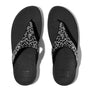 FitFlop LULU CRYSTAL-MIX Womens Toe Post Sandals All Black top view showcasing crystal details.