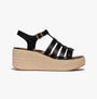 FitFlop PLATFFORMS ESPADRILLE Womens Wedge Sandals Black side view showing leather upper and wedge heel design.