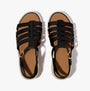 FitFlop PLATFFORMS ESPADRILLE Womens Wedge Sandals Black top view showcasing leather upper and buckle closure.