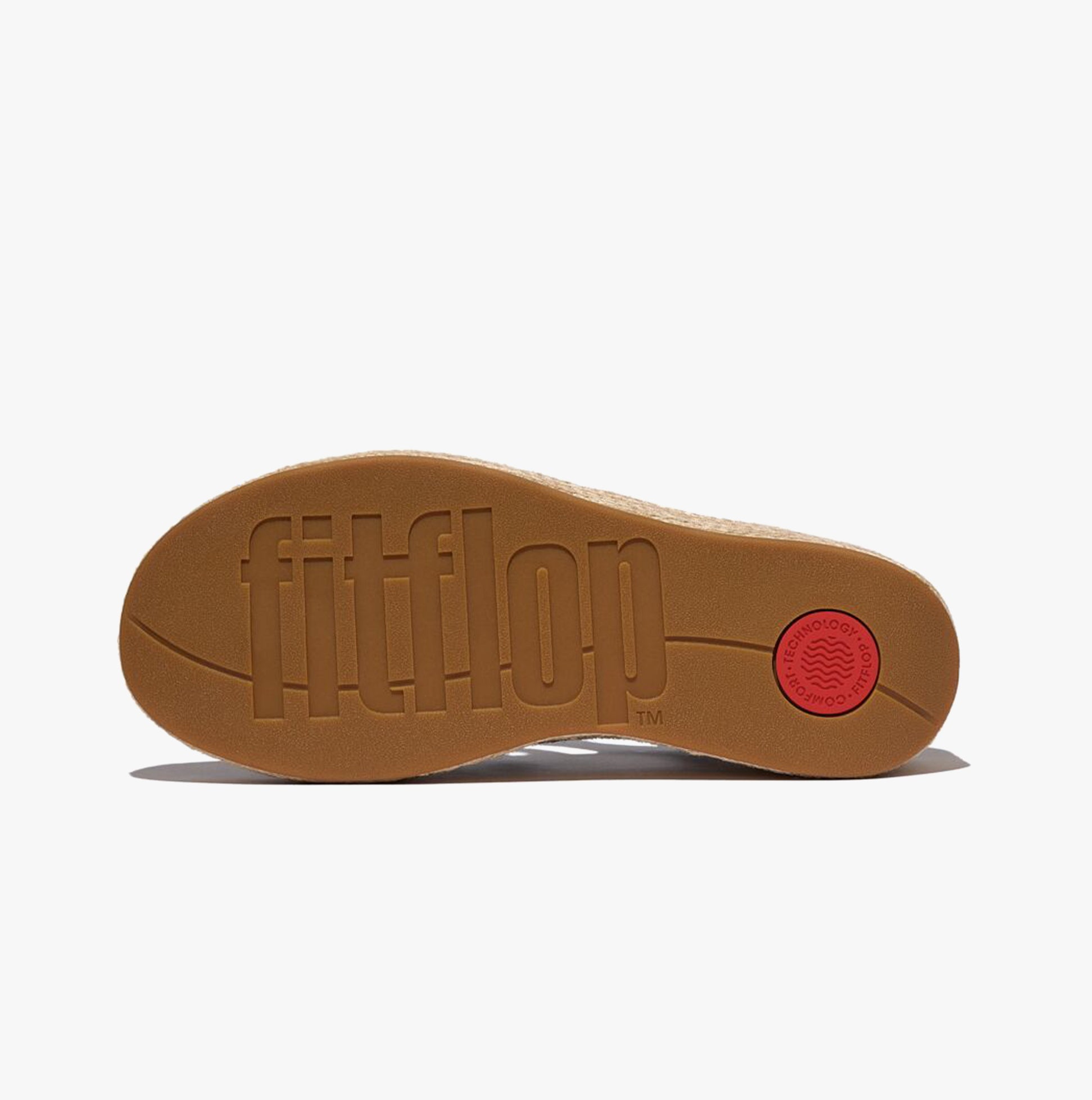 FitFlop PLATFFORMS ESPADRILLE Womens Wedge Sandals Black bottom view showing the sole design and brand logo.