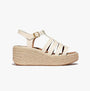 FitFlop PLATFFORMS ESPADRILLE Womens Wedge Sandals Paris Beige side view featuring leather upper and wedge heel.
