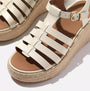 FitFlop PLATFFORMS ESPADRILLE Womens Wedge Sandals Paris Beige side view showcasing leather straps and wedge heel.