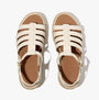 FitFlop PLATFFORMS ESPADRILLE Womens Wedge Sandals Paris Beige top view, showcasing soft leather straps and comfortable design.