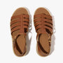 FitFlop PLATFFORMS ESPADRILLE Womens Wedge Sandals Deep Tan top view, showcasing leather upper and buckle closure.
