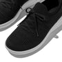 FitFlop SUPER-Q KNIT Womens Trainers Black top view showing lace-up design and breathable textile upper.