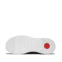 FitFlop SUPER-Q KNIT Womens Trainers Black sole view showing rubber sole design and red logo detail.