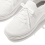 FitFlop SUPER-Q KNIT Womens Trainers Urban White top detail view showcasing breathable textile upper and lace-up closure.