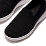 FitFlop SUPER-Q KNIT Womens Trainers Black top view showing the slip-on design and textured upper material.
