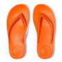 FitFlop IQUSHION SPARKLE Womens Toe Post Sandals Pop Orange top view showcasing the vibrant color and design.