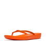 FitFlop IQUSHION SPARKLE Womens Toe Post Sandals Pop Orange side view showcasing the rubber upper and EVA sole.