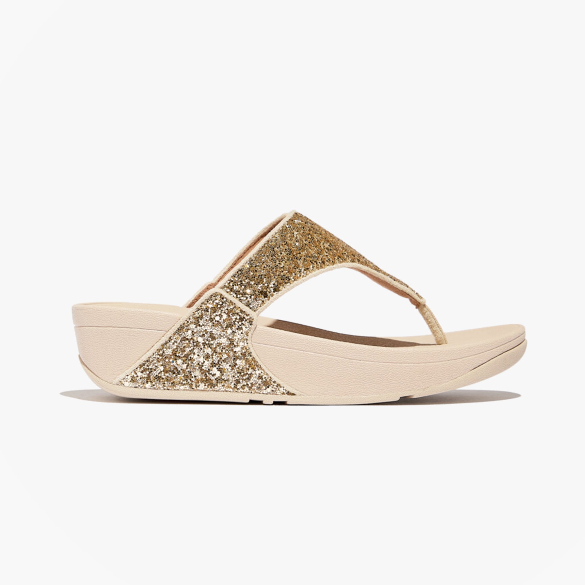 FitFlop LULU GLITTER TOE-THONGS Womens Toe-Post Sandals Platino