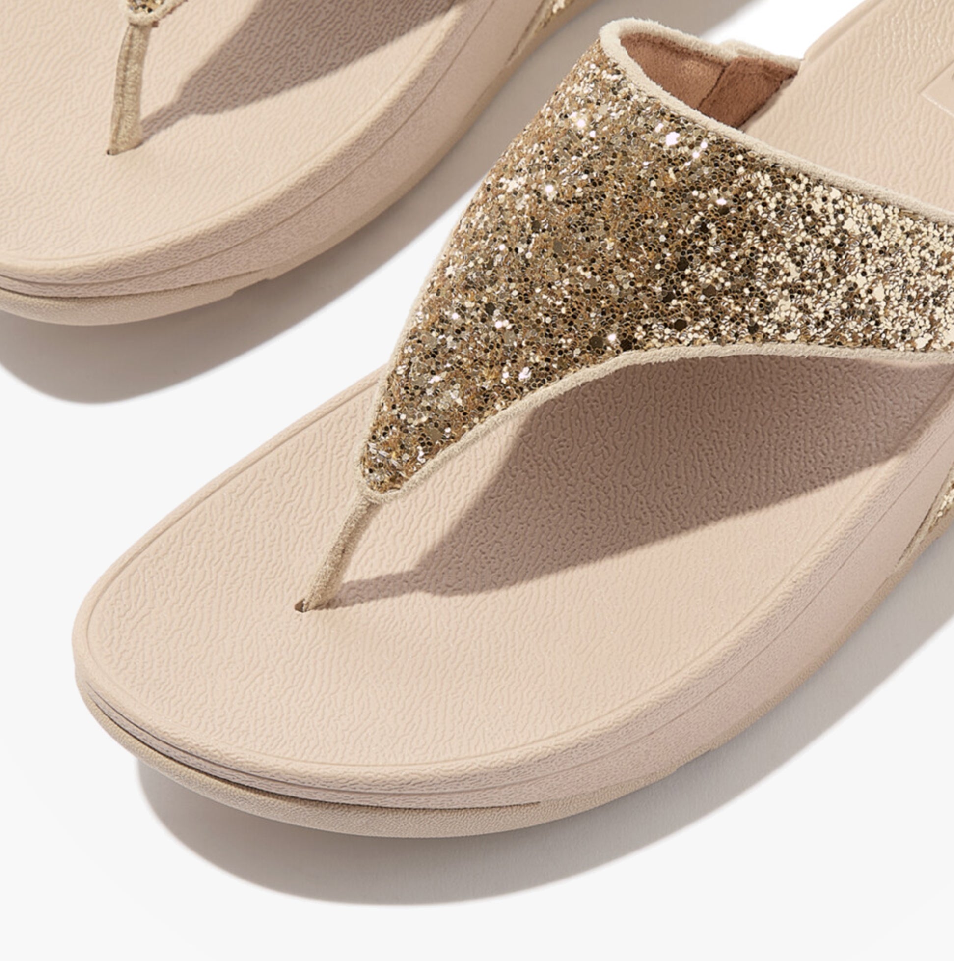 FitFlop LULU GLITTER TOE-THONGS Womens Toe-Post Sandals Platino