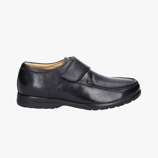 Fleet & Foster FRED Mens Leather Touch Fasten Shoes Black