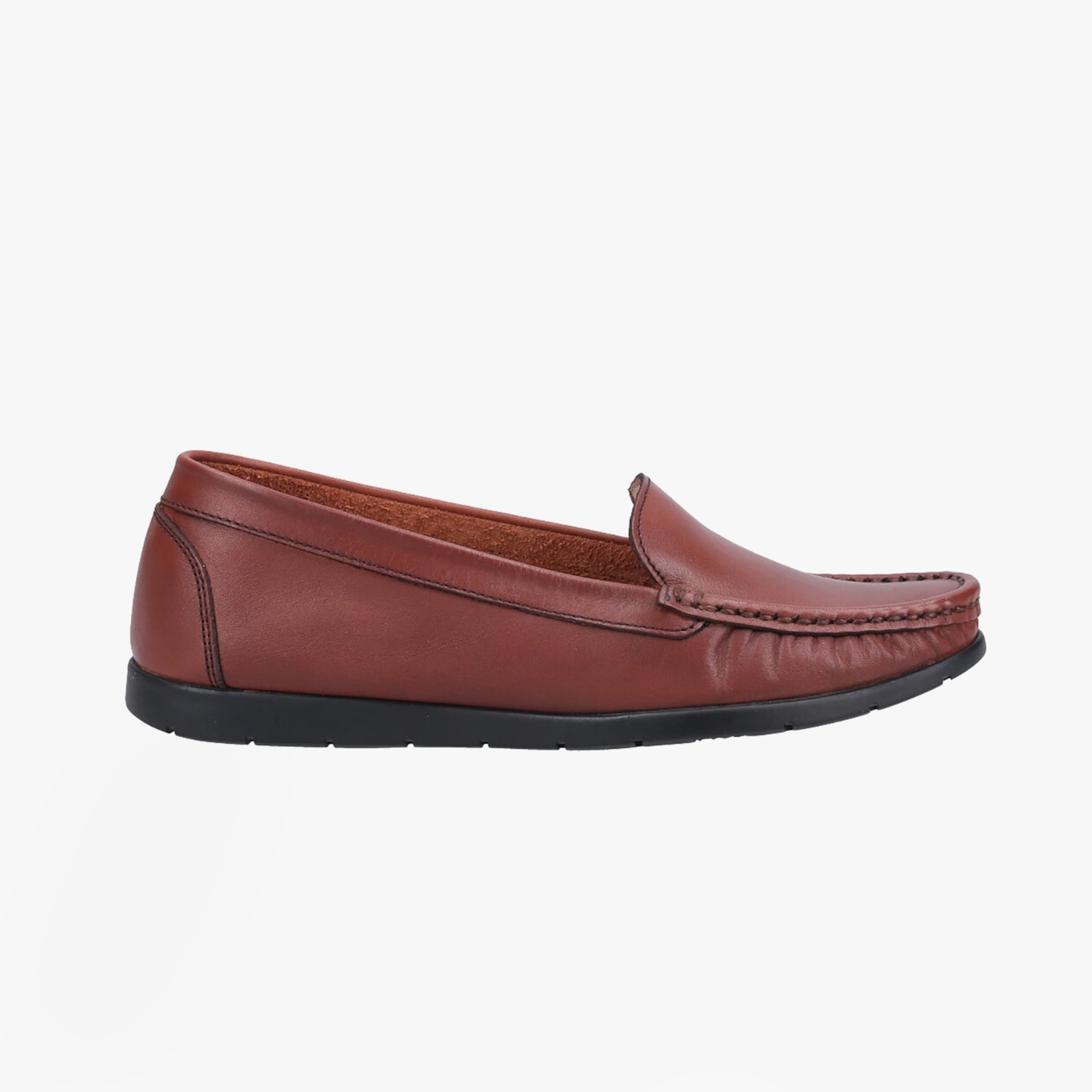Fleet & Foster TIGGY Womens Shoes Tan side view showing leather upper and slip-on design.