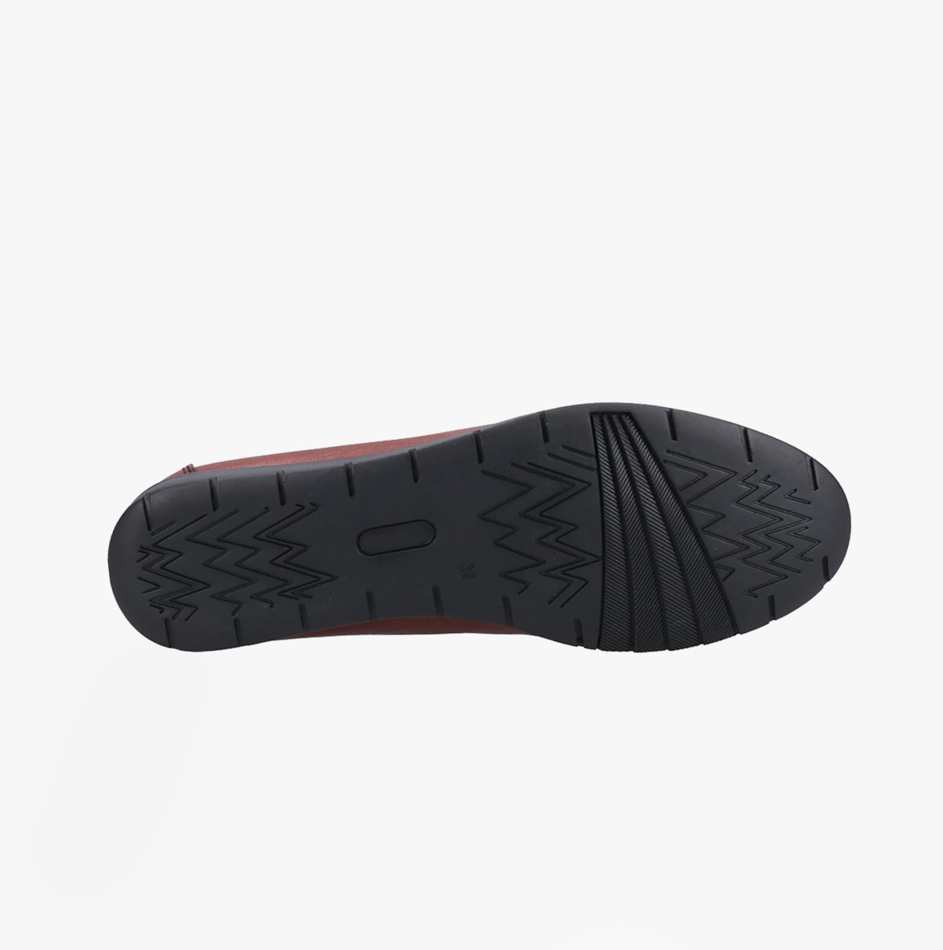 Fleet & Foster TIGGY Womens Shoes Tan bottom view, showcasing rubber sole with traction pattern.