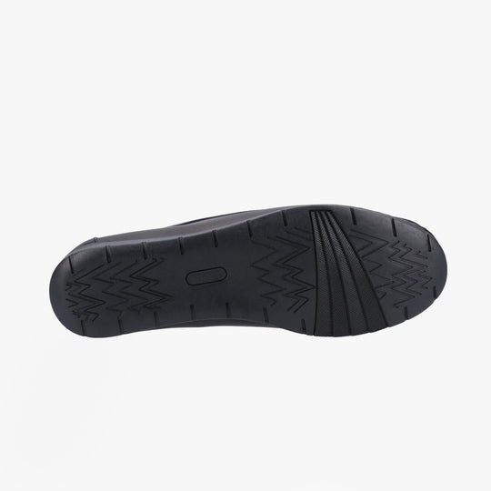 Fleet & Foster TIGGY Womens Shoes Black bottom view showing rubber sole design and traction features.