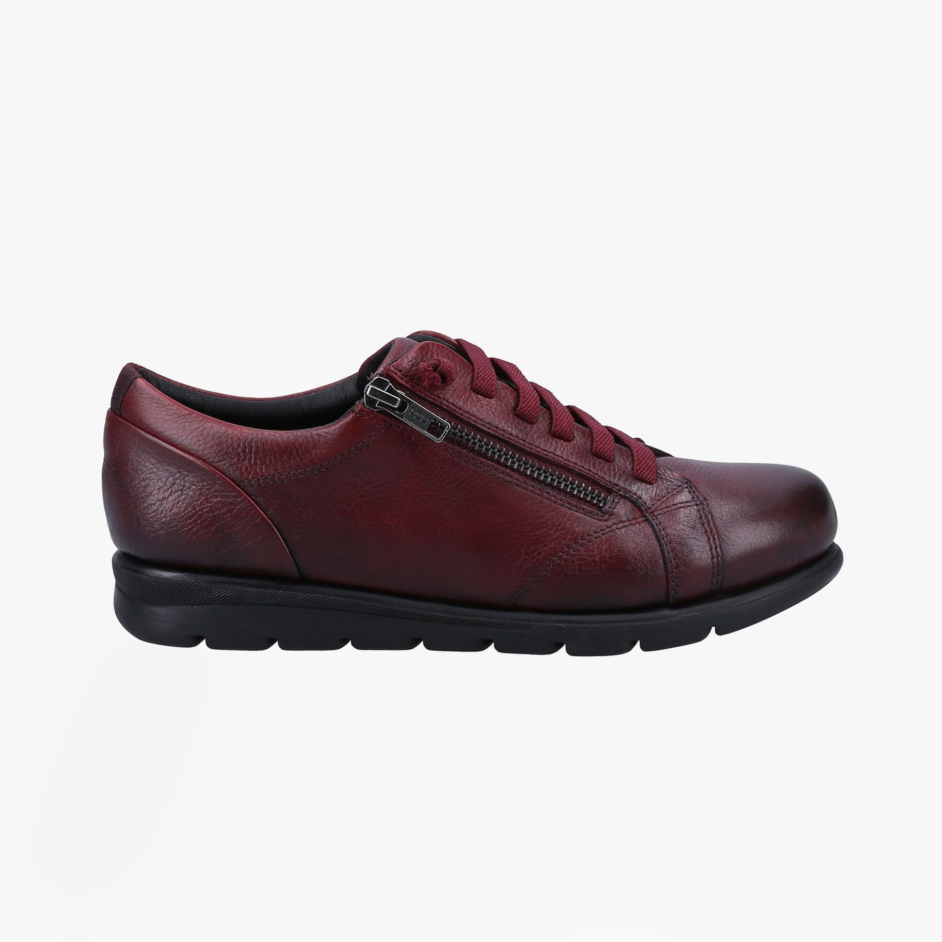 Fleet & Foster POLPERRO Lace Womens Shoes Bordeaux side view showcasing the leather upper and lace-up design.