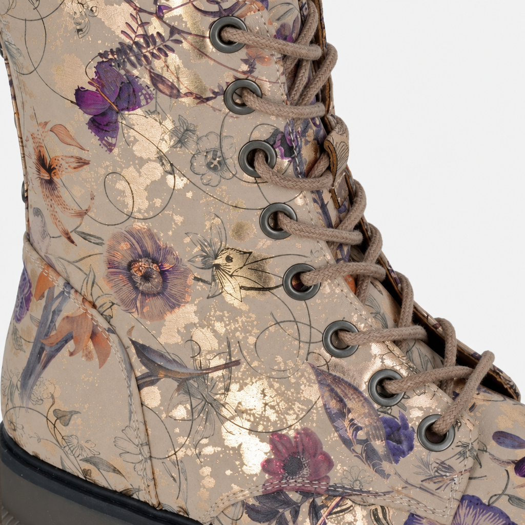 Cipriata ANNETTA Womens Ankle Boots Ecru/Gold/Floral