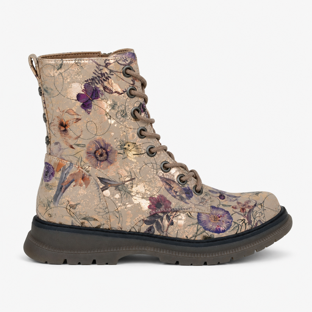 Cipriata ANNETTA Womens Ankle Boots Ecru/Gold/Floral
