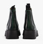 Fly London MEDI789FLY Womens Boots Petrol back view showcasing the leather upper and block heel detail.