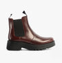 Fly London MEDI789FLY Womens Boots Wine side view showing leather upper and elasticated side panel with block heel.