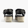Fly London YUDD236FLY Womens Sandals Black back view with wedge heel and adjustable buckle fastenings.