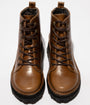 Fly London HAZI147FLY Womens Boots Camel top view showcasing lace-up design and round toe.