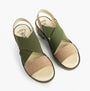 Fly London TAJI502FLY Womens Sandals Taupe/Khaki top view with cross straps and block heel.