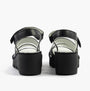 Fly London BEXY575FLY Womens Sandals Black rear view showcasing the black leather material and wedge heel design.