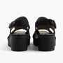 Fly London BAIF585FLY Womens Sandals Black back view with wedge heel design and buckle closure.
