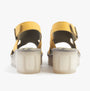 Fly London BAIF585FLY Womens Sandals Bumblebee back view showing buckle and wedge heel.