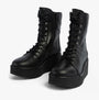 Fly London HAIF269FLY Womens Boots Black side view showing lace-up design and block heel.