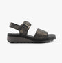 Fly London HALY559FLY Womens Sandals Graphite side view showing leather upper and wedge heel design.