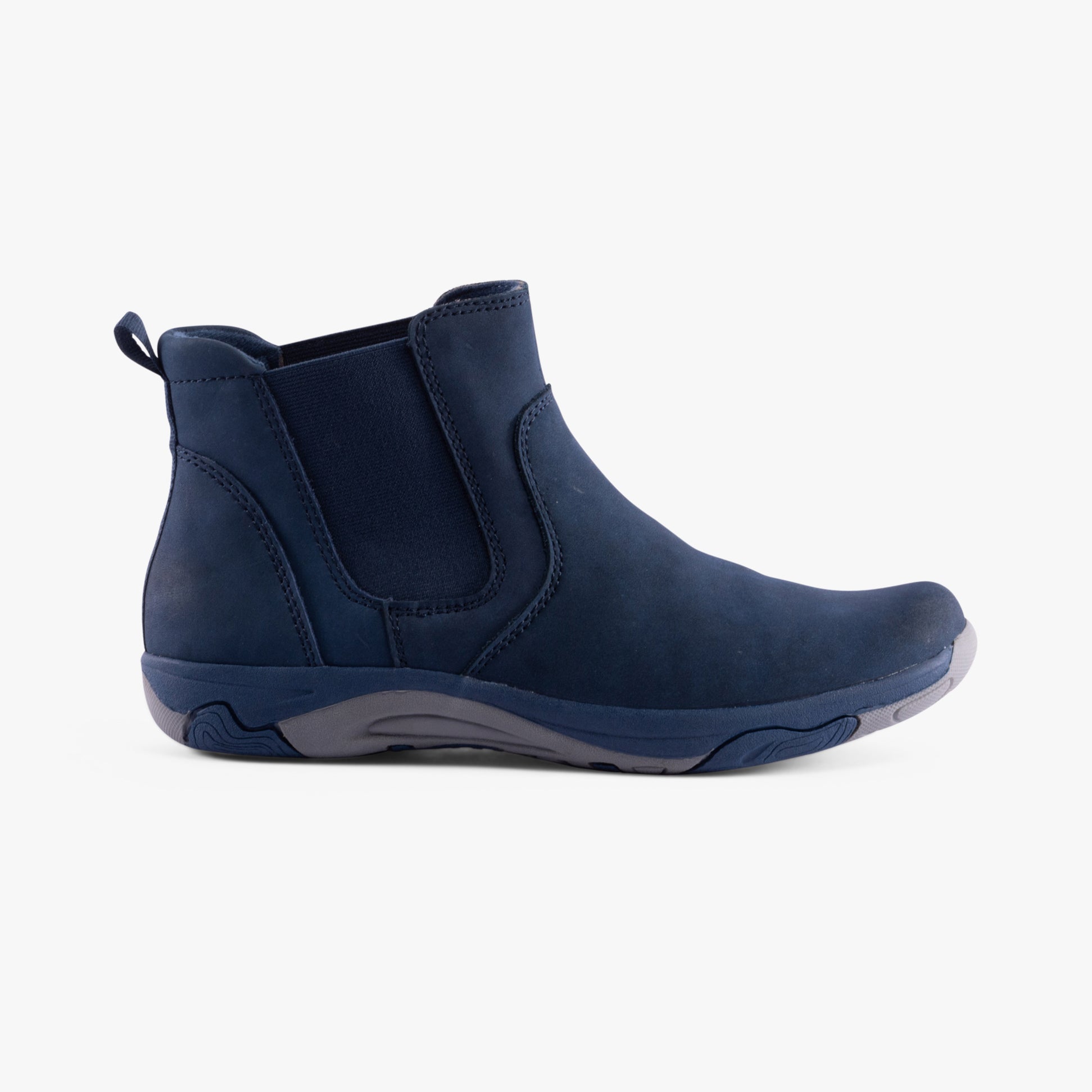 Free Spirit PRETA Womens Boots Moonlit Ocean side view showing soft suede and elasticated side panels for comfort.