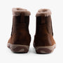 Free Spirit CHARLIE Womens Boots Monks Robe rear view showcasing brown leather and textile ankle boots with fur lining.