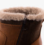Free Spirit CHARLIE Womens Boots Monks Robe detail view of the ankle boot's fur lining and zip closure.