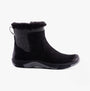 Free Spirit CHARLIE Womens Boots Black side view showing ankle height, leather and textile upper, and memory foam features.