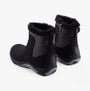 Free Spirit CHARLIE Womens Boots Black rear view with faux fur collar and zip closure.